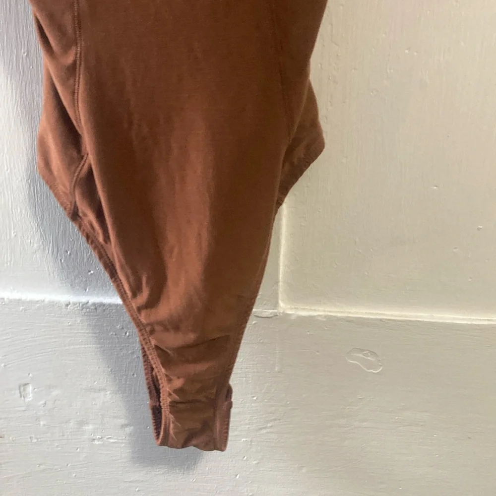 HAH We Are Brown Bodysuit One Piece with Scoop Neck and High-Cut Legs - Picture 6 of 9